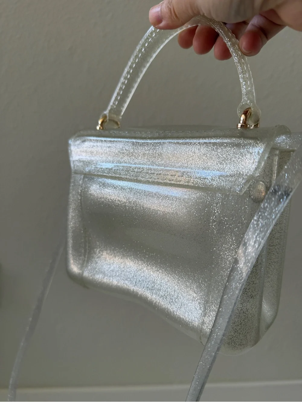 Furla Y2K Silver Glitter Rubber Mini Candy Crossbody Jelly Bag